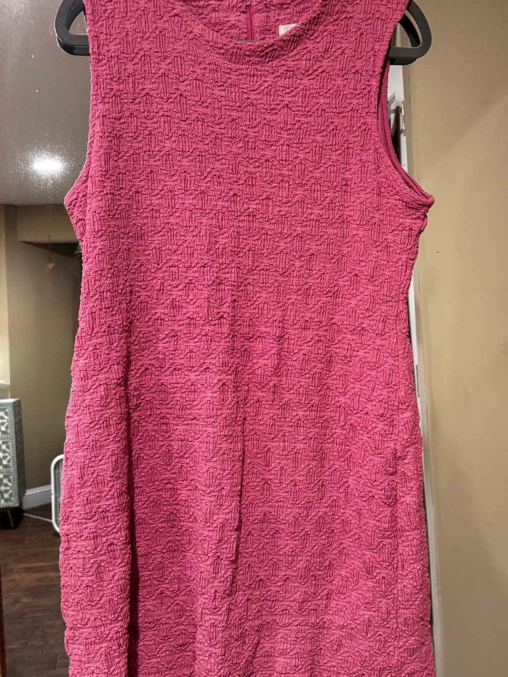 Sleeveless Textured Pink Midi Dress